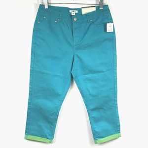 Cato Capris Teal Contrast Cuffs